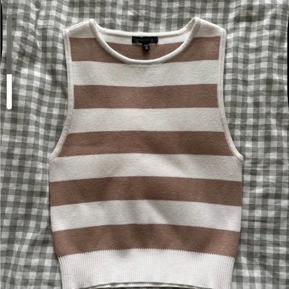 Dynamite Cream and Brown Striped Knit Tank - Picture 1 of 1